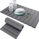Stone Drying Mat for Kitchen Counter, 24"x16" Large Dish Drying Mat, Collapsible Diatomaceous Earth Mat Absorbent Quick Drying Matt, Dark Gray