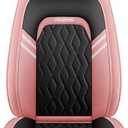 BGYFDU02 Seat Cover 5-Seater Full set, Universal Type, Suitable For Most Cars, Cars, SUV, Trucks, Pickup Ttrucks, Airbags Compatible With Synthetic Leather Car Seat Cushion Protectors (Black and Pink)