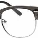 Reading Glasses Clear Real Glass Lenses, Club Style Frame, Magnification +2.00