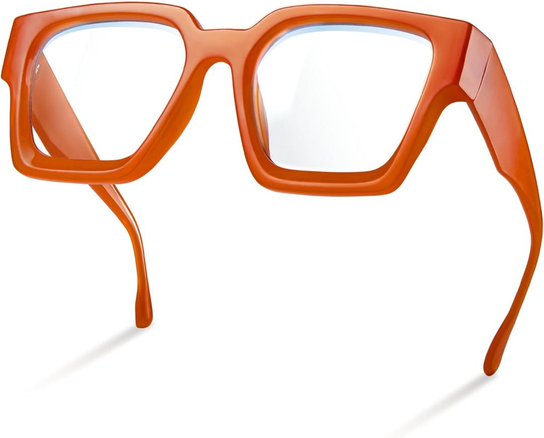 livho Oversized up to 99% Blue Light Blocking Glasses for Woman - Rectangle Fashion Glasses for Computer, Chic Preppy Frame (Brick)