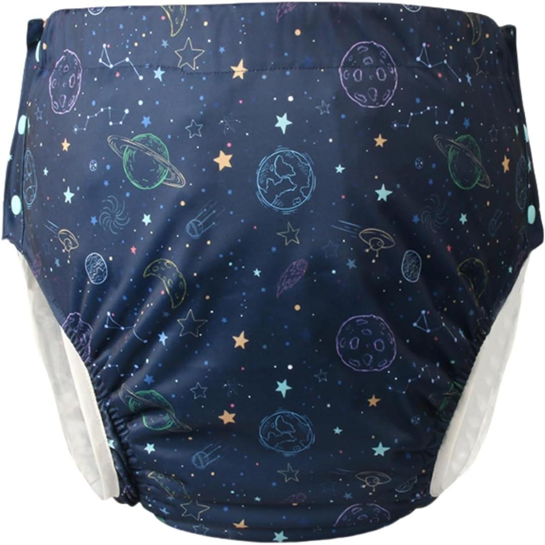 WEEOATAR Unisex Reusable Adult Cloth Diaper, Washable Swim Nappies ,Adjustable Incontinence Pocket Diaper with Snaps, Underwear for Seniors, Disability, Postpartum, (Stars, XL)