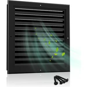 16" X 16" Gable Vent Aluminum Gable Vents for Houses Attic Vent Shed Vents Cover Exterior with Screen Mesh Alloy Wall Vent Ventilation for Home Garage Attic Ceiling - Vent Opening: 14" x 14" Black