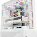 darkFlash DY460 ATX Full-Tower PC Gaming Case, 400mm GPU Support for RTX 5090, 4×ARGB PWM Fans Included, 330° Full-View Tempered Glass, Separate PSU chamber, 360mm Radiator Support,USB-C, White