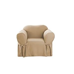 SureFit Duck 1 Piece T Cushion Chair Slipcover in Tan