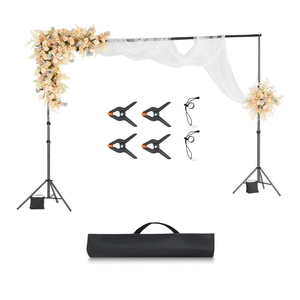 VEVOR Backdrop Stand, 10 x 10 ft Adjustable Photo Backdrop Stand Kit, Portable Background with 4 Crossbars, Heavy Duty Projector Screen , for Wedding, Photo Video Studio & Party