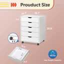 DEVAISE 5-Drawer Filing Cabinet Under Desk, Wood Storage file Cabinet with Wheels, White 15.7"D x 18.7"W x 25.5"H