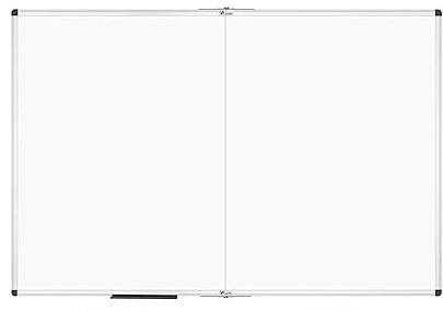 VIZ-PRO Magnetic Dry Erase Board, 47x94in, Foldable Wall-Mounted Whiteboard with Silver Aluminum Frame & Marker Tray for School Office and Home
