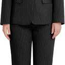 Kelyaa Women's 3 Piece Striped Suit One Button Slim Fit Business Work Professional Blazer Jacket Vest Pants Set (Black, M)