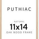 puthiac 11x14 Solid Oak Wood Picture Frame, Fits 8x10 with Mat or 11x14 Without Mat, Wall Display Only, Vertical or Horizontal, Plexi Front, 1 Pack, Natural Oak