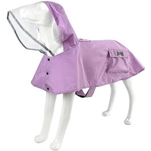 Waterproof Dog Raincoat, Adjustable Reflective Lightweight Pet Rain Clothes with Poncho Hood(XL, Light Purple)