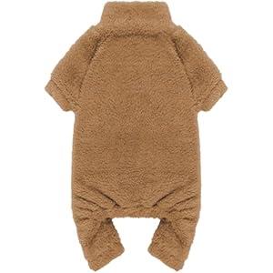 Fuzzy Dog Pajamas Turtleneck Pet Clothes Warm Soft Cozy Lightweight Pet Pjs Dog Sweaters for Small Dogs(Coffee-XS)