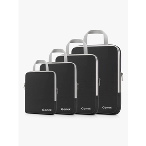 Gonex Compression Packing Cubes, 4pcs Expandable Storage Travel Luggage Bags Organizers Black