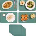 JUNO Silicone Placemat Set of 4 for Adults, Baby, Toddlers, Kids. Modern Design, Easy to Clean, Waterproof, Washable, Stain & Heat Resistant, Non-Slip, Food-Grade, 3mm Extra Thick (Khaki Green)