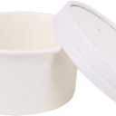 50 SET 6 OZ Disposable White Ice Cream Cups with Lids Medium Hot and Cold To Go Cups Paper Cup Takeout Food Container