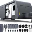 RV Cover 20-22ft: Extra Thick 7 Layers Travel Trailer Cover with 4 Tire Covers, Waterproof Camper Cover, Extra Windproof Ropes, Gutter Cover, Rip-Stop Anti-UV