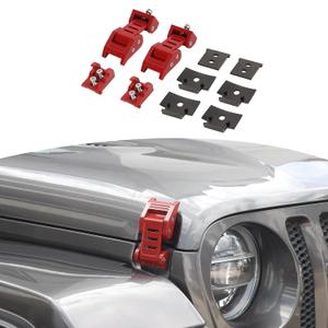 RT-TCZ for Wrangler Hood Latches Catch Kit Compatible with Jeep Wrangler JK JL Gladiator JT Red Exterior Accessories 2pcs (3-Stripes)