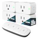 Linkind Matter Smart Plug with Remote, Work with Apple Home, Siri, Alexa, Google Home, SmartThings, Smart Outlet 15A/1800W Max, Smart Automation, Remote Control,Timer&Schedule, 2.4G Wi-Fi, 4 Pack