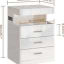 Treocho Led Nightstand with Hidden Space & Charging Station, 15.75 x 16.93 x 26.77 inch