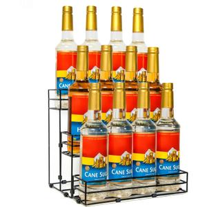 12 Bottles Coffee Syrup Rack Organizer, Coffee Syrup Stand Holder, 3 Tier Coffee Syrup Organizer for Coffee Bar Station, WineRack for Countertop, Bottle Display Shelf for Cocktail, Dressing