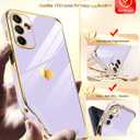 LeYi for Samsung Galaxy A15 5G Case: with Tempered Glass Screen Protector [2 Pcs]+Camera Lens Protection, Love Heart Plating Girly Luxury Shockproof Case for Samsung A15, Cute Present for Mom, Purple