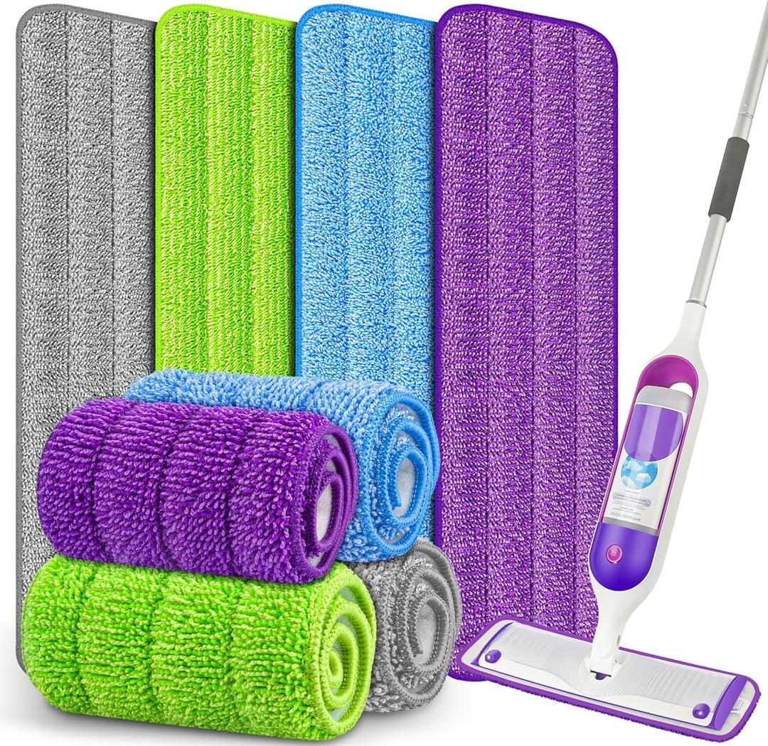 8 Pack Reusable Mop Pads for Swiffer PowerMop, Power Mop Pads 15'' Microfiber Refills for Hardwood Floor Cleaning, Machine Washable Dry Wet Use for All Floor Types
