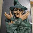 Halloween Decorations Indoor & Ourdoor, Life Size Halloween Animatronics Witch Decoration with Motion and Touch Activated Lights & Sounds, Halloween Animatronics Clearance