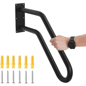 1pcs U-Shaped Wall Mount Handrail Iron Outdoor Grab Bar Black Hand railings for 1 to 3 Steps Stairs(Dia 1" Iron Pipe,17.71''Length,16.53''Height) (17.7"X16.5")