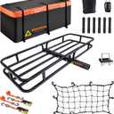 Hitch Mount Cargo Carrier Rack Basket 53"*19"*5"+Waterproof Bag 9 Cu.Ft. | Cargo Carrier Rack Included Cargo Net with Attachment Hooks,Ratchet Straps,Hitch Stabilizer|500 Lbs Capacity,fit 2" Receiver