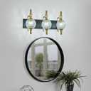 LBSQJ Modern Crystal Bathroom Vanity Lights Fixtures Over Mirror Black Gold Vintage 3-Lights 20 Inch Bathroom Light Fixtures Glass Crystal Vanity Lights