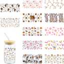 Pumpkin Coffee UV DTF Decals for Wood Furniture 12 Pcs Ghost Cats DTF Cup Wraps Transfer Stickers on Glass and Ceramics UVDTF DIY Decoration Applique