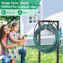 TomCare Garden Hose Holder 4 Spikes Garden Hose Reel Hose Stand Upgraded Water Hose Storage with Tool Hooks Garden Hose Hanger Organizer Holds 160ft Hoses for Outside Yard Lawn, Black