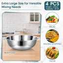 Nuogo 4 Pcs Stainless Steel Mixing Bowls Metal Mixing Bowls Extra Large Basin Salad Basin Deeper Edge Dishwasher Safe Mirror Finish for Home and Commercial, Silver (24 Inch 30 Qt)