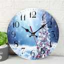 10 Inch Wall Clock Wooden Christmas Tree Battery Operated Wall Clocks Silent Non-Ticking Square Wall Clock for Living Room Kitchen Home Office Wall Decorative Clocks