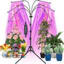 Grow Lights for Indoor Plants, LED Grow Light Stand, Red Blue Yellow Full Spectrum Plant Lamp with Adjustable Tripod, Color Changing Dimmable Vegetative Lamp with Auto On Off Timer (Type A)