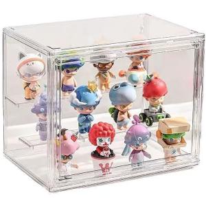 Clear Acrylic Display Case Organizer with 3-Tier Shelves, Front Open Door - Transparent Storage Box for Makeup, Figurines, Model, Jewelry, Office Supplies (10.637.098.66 inches)