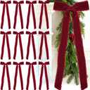 30 Pcs Burgundy Large Velvet Christmas Bows 4.7" x 11" Big Pre Tied Handmade Fringe Velvet Ribbon Bows 1" Wide Rustic Crafts Gift-Bows with Twist Tie for Gift Wrapping Christmas Decor