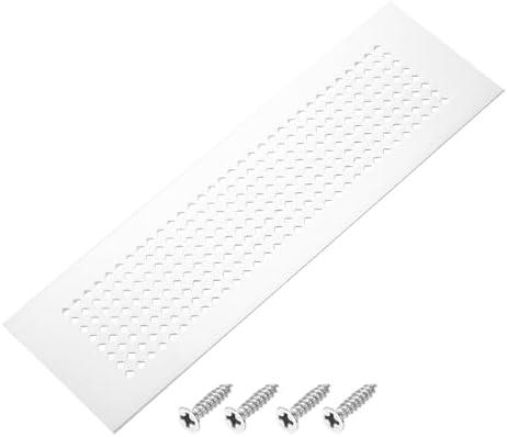 PATIKIL 12 x 3 Inch Door Air Vent Cover, Aluminum Grille Ventilation Cover Louvered Diamond Hole with Mounting Screws for Cabinet Wardrobe Door, Silver