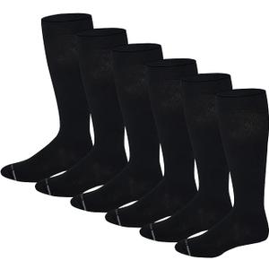 Dr. Motion Men's Knee High Compression Socks 8-15 mmHg ( 6 Pairs Pack ) (10-13, Black)