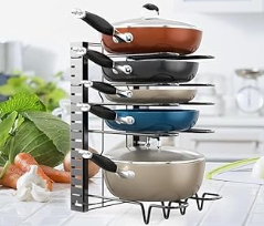 ORDORA Pots and Pans Organizer for Cabinet 16.61 Height, 8 Tier Pot Organizers Rack with 3 DIY Methods, Adjustable Pan Organizer under Cabinet Kitchen Organization and Storage