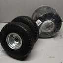 4.10/3.50-4 Tires and Wheels Flat Free 10 Inch Solid Tires Replacement with 5/8" Axle Bore Hole, 16 Spacers 8 Pins, for Cart, Garden Wagon, Wheelbarrow, Hand Truck, Trolley, Lawn Mower4P