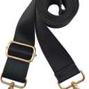 Hibate 1.5" Wide Replacement Crossbody Bag Strap for Women's Handbags Shoulder Straps - Black w/Gold Clips
