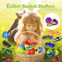 12Pack Prefilled Easter Eggs with Toys Inside, Easter Egg with Die-cast Racing Cars for Kids Basket Stuffers, Hunting Games, Party Favor, Prizes Reward