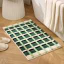 GIB Bathroom Rugs Mat 24" x 16", Extra Soft Absorbent Plush Fluffy Bath Rugs, Non-Slip Washable Bath Mats for Bathroom Floor Shower Home Decor Accessories, Dark Green Checkered