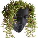 Notakia Face Planter Pot Wall Mounted Outdoor/Indoor Planter with Drainage for Succulents, Cactus, and Small Plants Unique Home Decor Gift for Friends and Family (Black)
