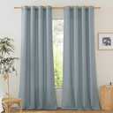 NICETOWN Rustic Linen 102 inch Long Curtains for Living Room, Grommet Privacy Added Thick Linen Weave with Light Filter Window Curtains & Drapes for Bedroom, Stone Blue, W55 x L102, 2 Panels