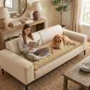 Smiry Fuzzy Couch Cover for Dogs, Non Slip Washable Pet Sofa Cover, Scratch Proof Hair Resistant Plush Sofa Slipcover, Pet Friendly Couch Cushion Protector for Cat, Camel, 27.6" x 59"