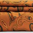 Superior Paisley Flannel Cotton Duvet Cover Set, Warm Fuzzy Comforter Cover, Floral Bedding Essentials, Secure Button Closure, Includes 1 Duvet Cover, 2 Pillow Shams, King/California King, Pumpkin