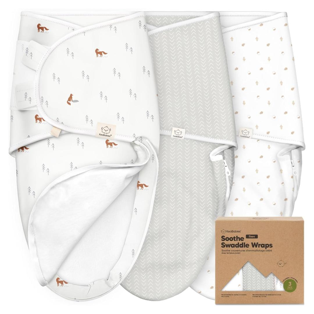 Baby Swaddle Sleep Sacks with Zipper - 3-Pack Swaddles for Newborns 0-3 Months, Infant, Baby Girls, Boys, Soft & Durable Newborn Sleep Sack, Easy Diaper Change Swaddling Blanket (Forest, OS)