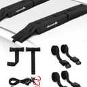 Abahub Soft Roof Rack Pads with 2 Tie Down Straps, 2 Tie Down Ropes, 2 Hood Loops and Storage Bag, for Surfboard, Kayak, Canoe, Heavy Duty Universal Car Roof Racks System (Black)