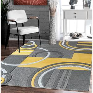 GLORY RUGS Area Rug Modern Soft Hand Carved Contemporary Floor Carpet with Premium Fluffy Texture for Indoor Living Dining Room and Bedroom Area (4x6, Yellow)